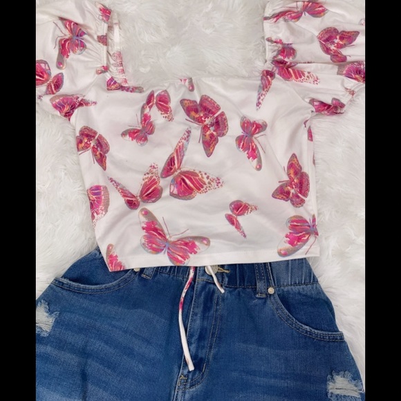 Drawstring tops Butterfly Crop adjustable tops - Picture 3 of 5